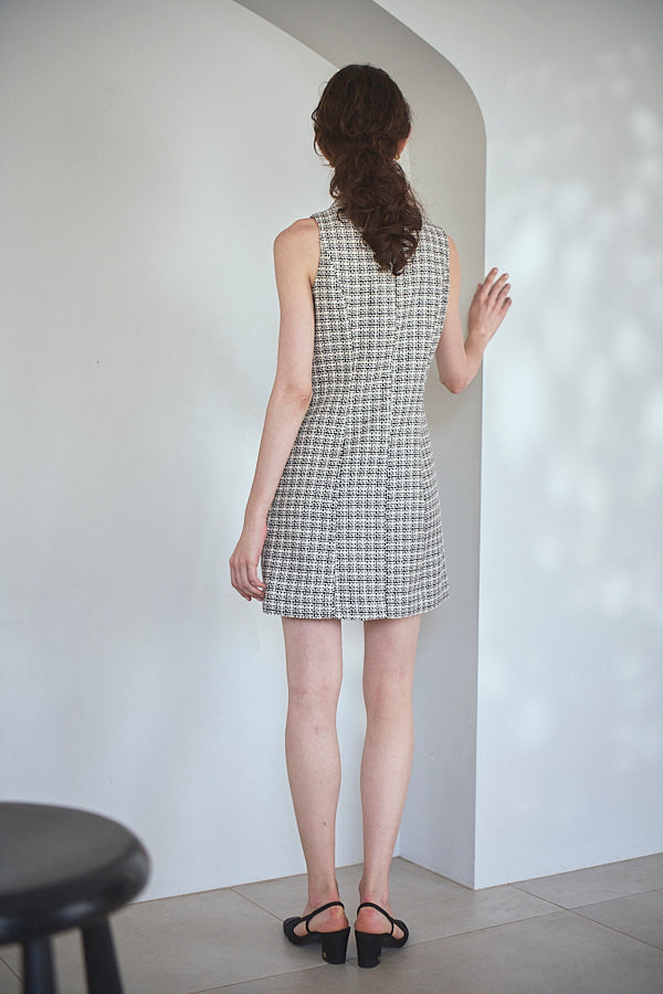 Georgia Tweed Dress -WHT-