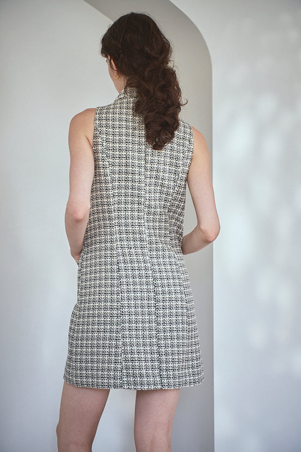 Georgia Tweed Dress -WHT-