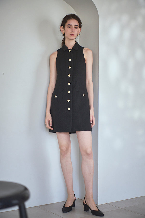 Georgia Tweed Dress -BLK-