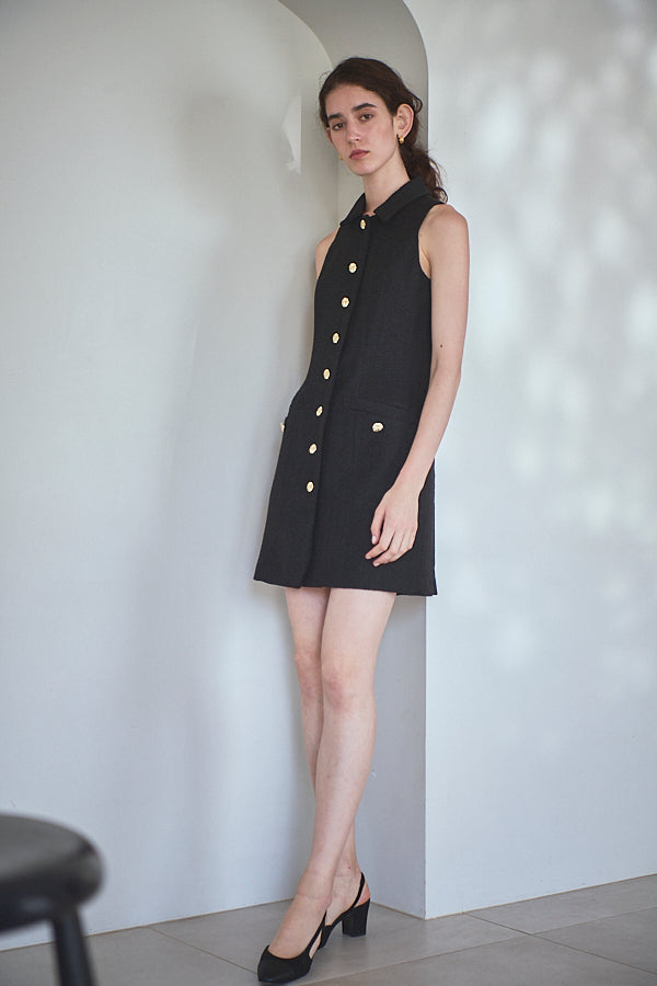 Georgia Tweed Dress -BLK-