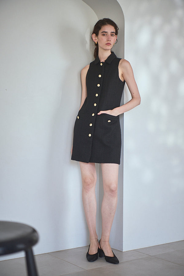 Georgia Tweed Dress -BLK-
