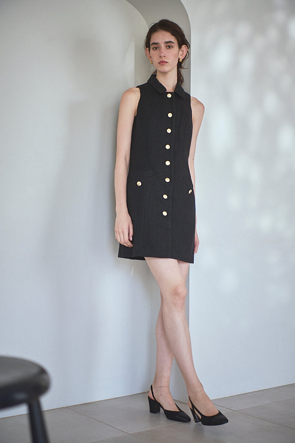 Georgia Tweed Dress -BLK-