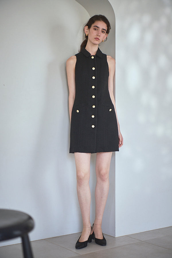 Georgia Tweed Dress -BLK-