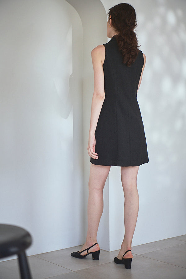 Georgia Tweed Dress -BLK-