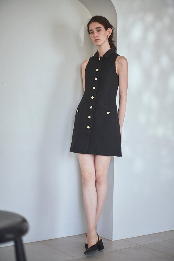 Georgia Tweed Dress -BLK-