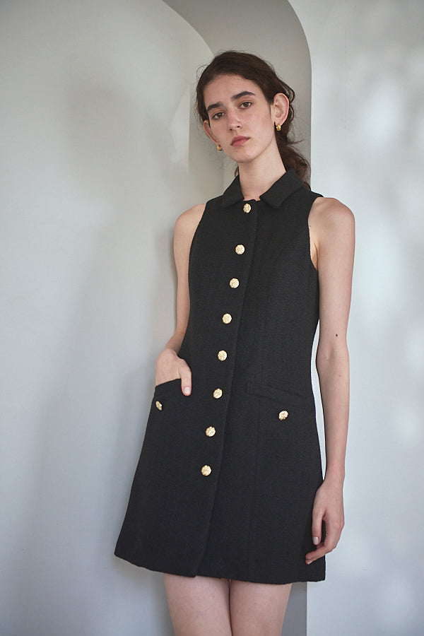 Georgia Tweed Dress -BLK-