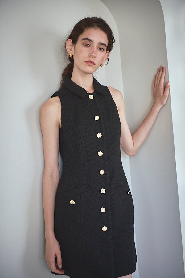 Georgia Tweed Dress -BLK-