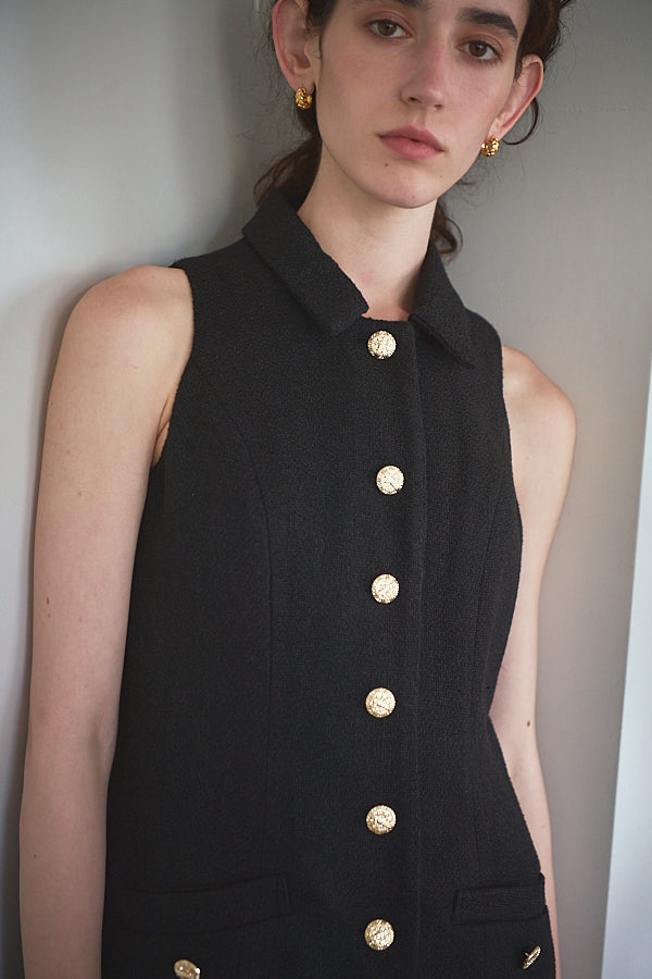 Georgia Tweed Dress -BLK-