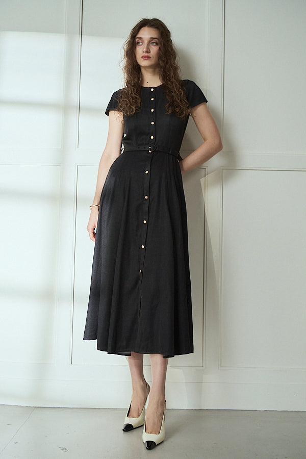 Hazel Denim Dress<br>-Black-