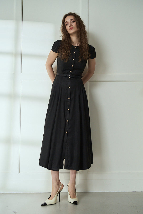 Hazel Denim Dress<br>-Black-
