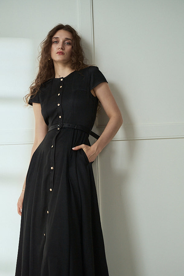 Hazel Denim Dress<br>-Black-