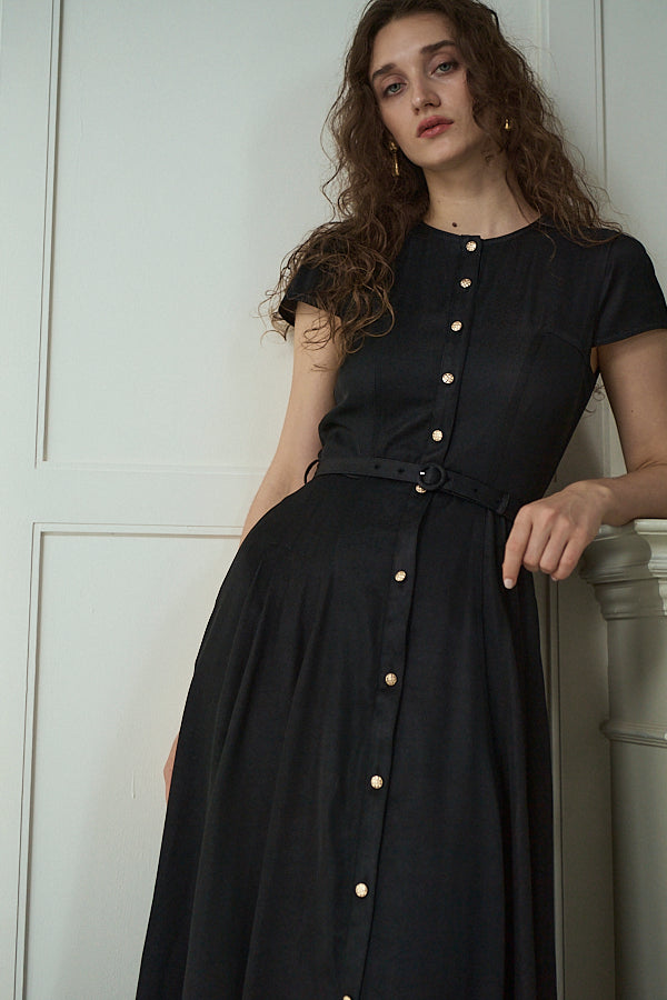 Hazel Denim Dress<br>-Black-