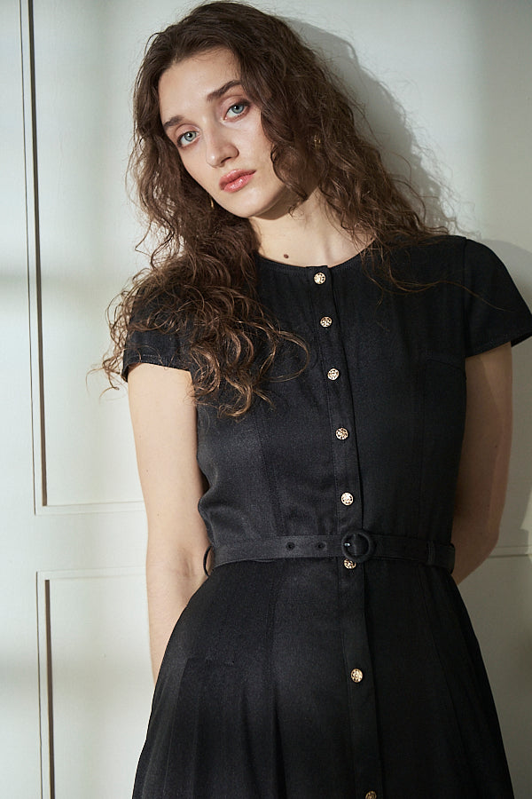 Hazel Denim Dress<br>-Black-