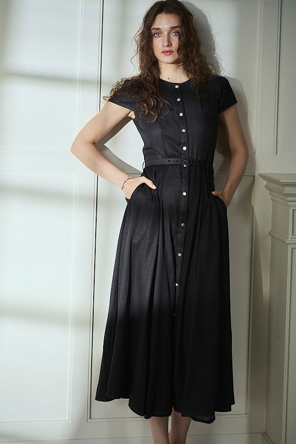 Hazel Denim Dress<br>-Black-