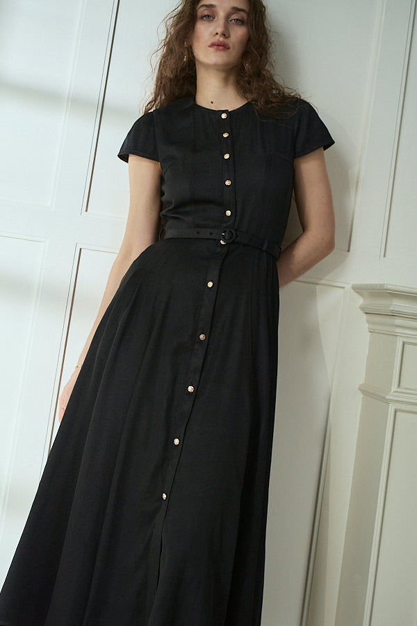 Hazel Denim Dress<br>-Black-