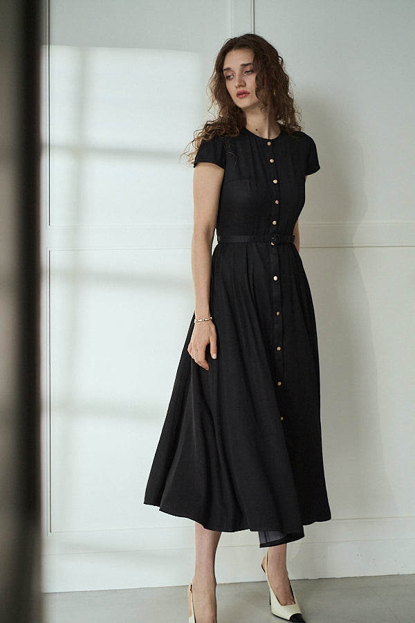 Hazel Denim Dress<br>-Black-