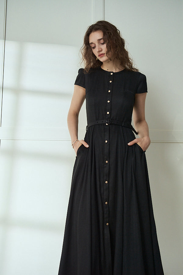 Hazel Denim Dress<br>-Black-