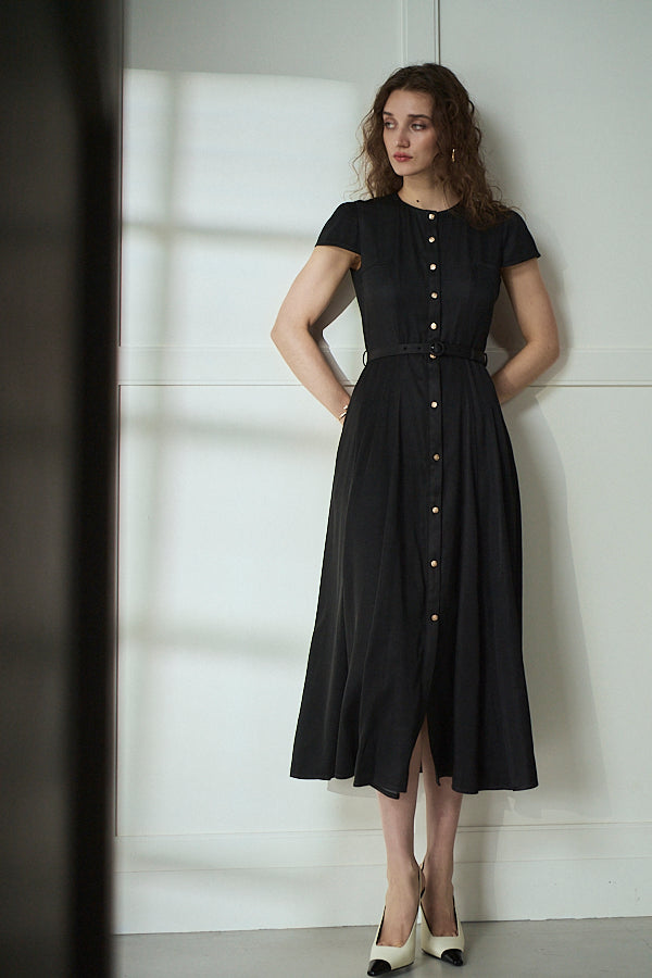Hazel Denim Dress<br>-Black-