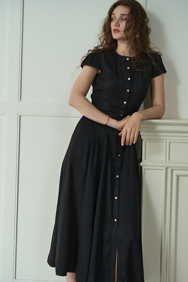 Hazel Denim Dress<br>-Black-