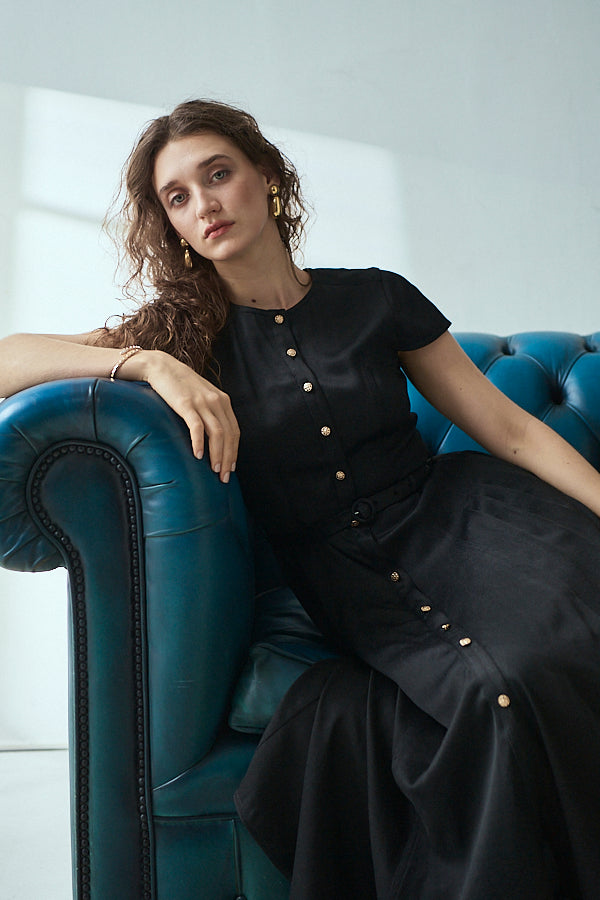 Hazel Denim Dress<br>-Black-