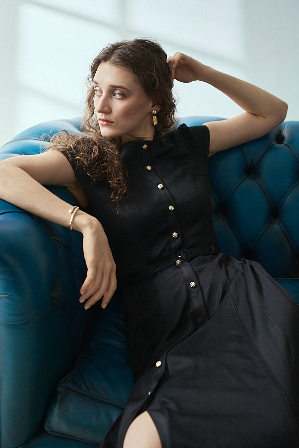 Hazel Denim Dress<br>-Black-