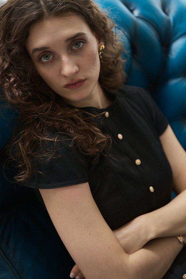 Hazel Denim Dress<br>-Black-