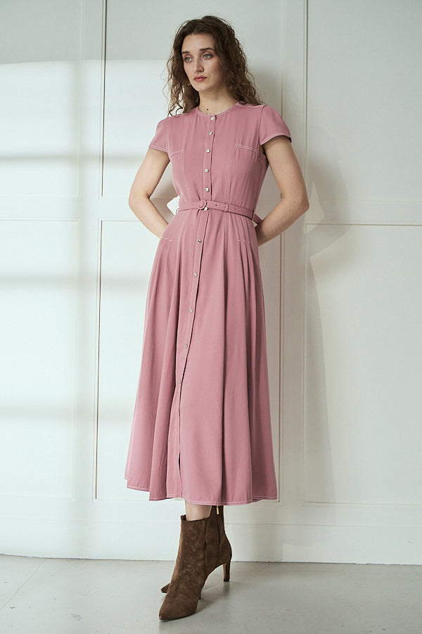 Hazel Denim Dress<br>-Mauve Pink-