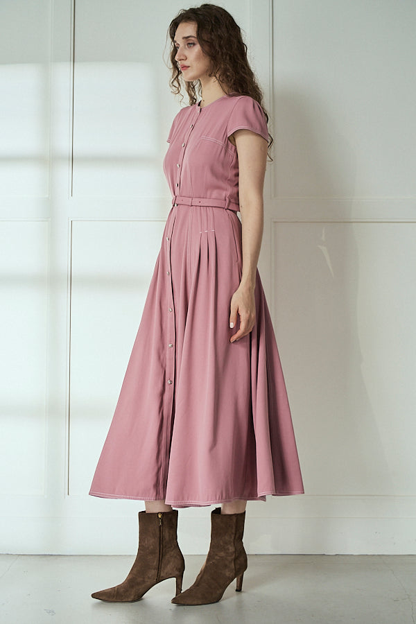Hazel Denim Dress<br>-Mauve Pink-