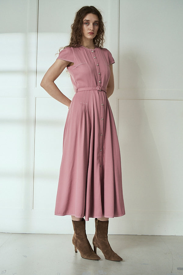 Hazel Denim Dress<br>-Mauve Pink-