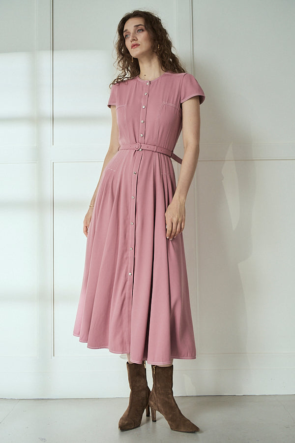 Hazel Denim Dress<br>-Mauve Pink-
