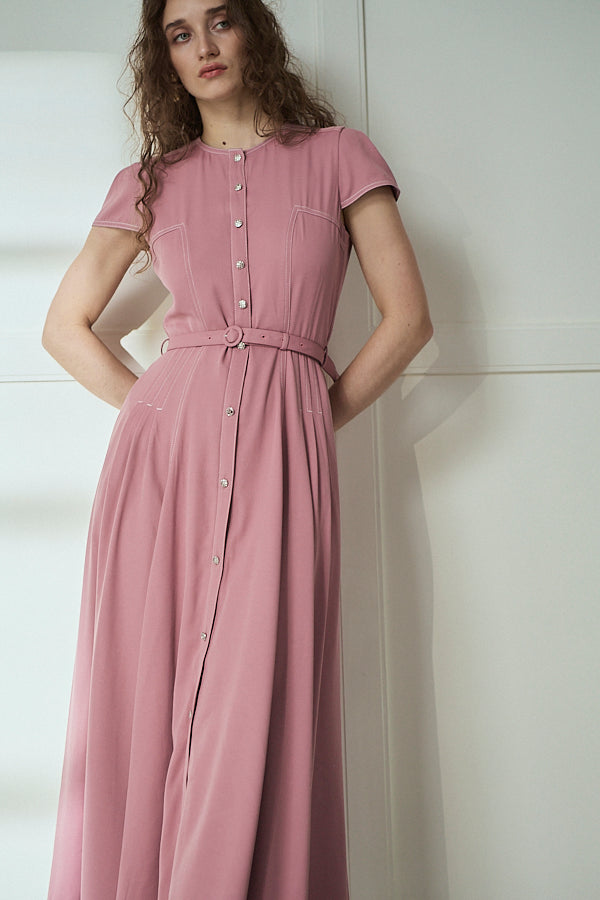 Hazel Denim Dress<br>-Mauve Pink-