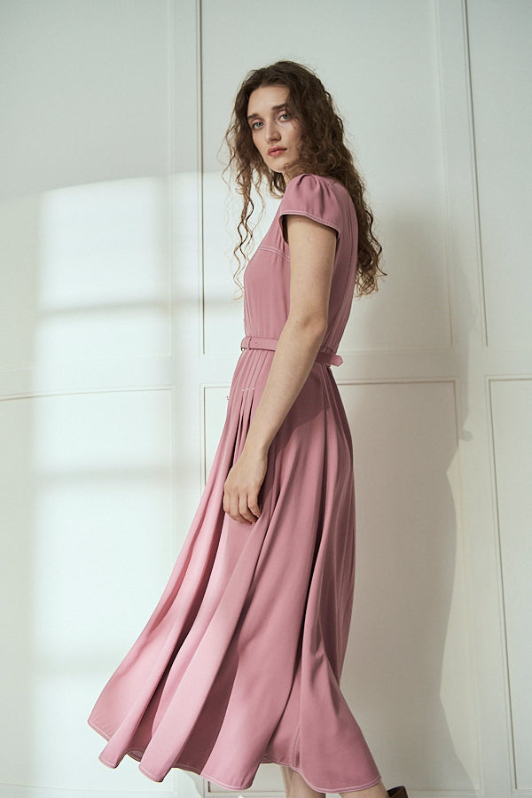Hazel Denim Dress<br>-Mauve Pink-