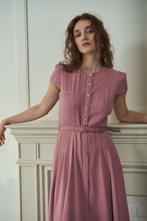 Hazel Denim Dress<br>-Mauve Pink-