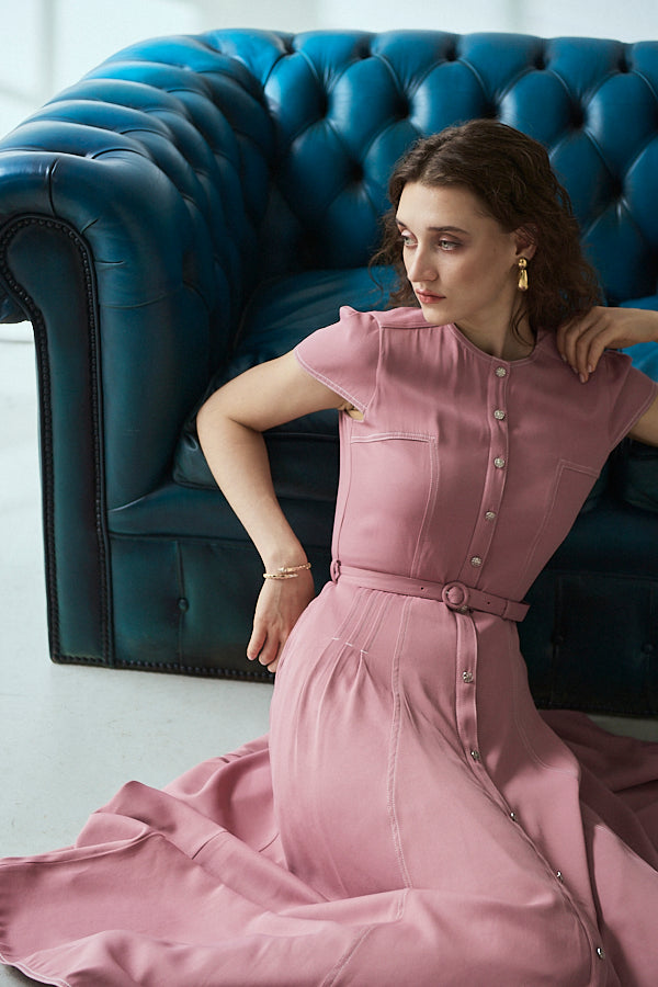 Hazel Denim Dress<br>-Mauve Pink-