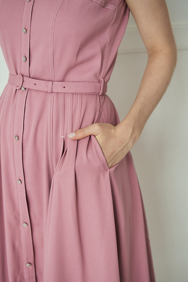 Hazel Denim Dress<br>-Mauve Pink-