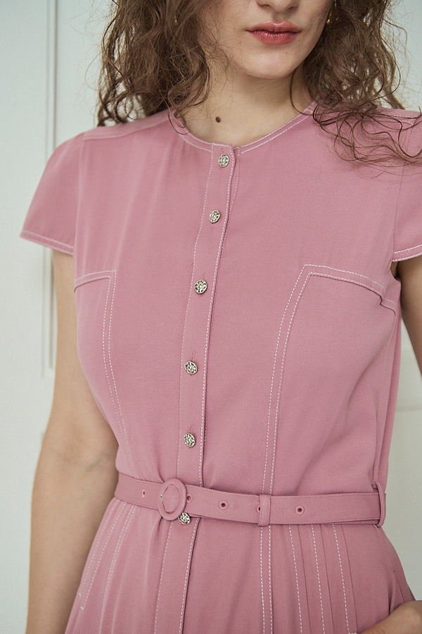 Hazel Denim Dress<br>-Mauve Pink-