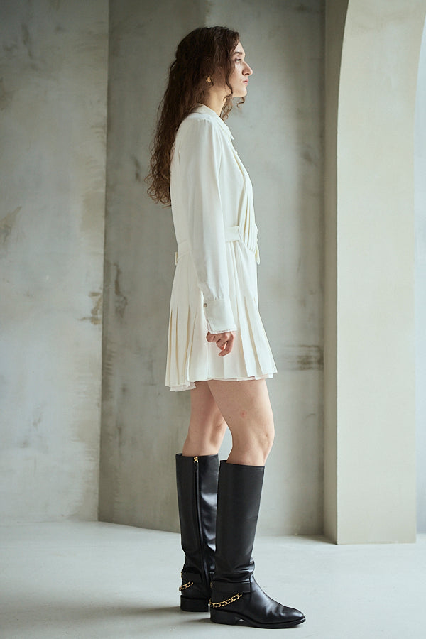 Diora Pleated Dress <br>-White-