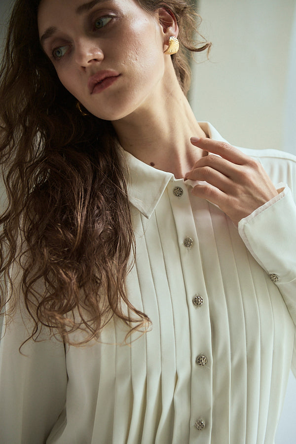 Diora Pleated Dress <br>-White-