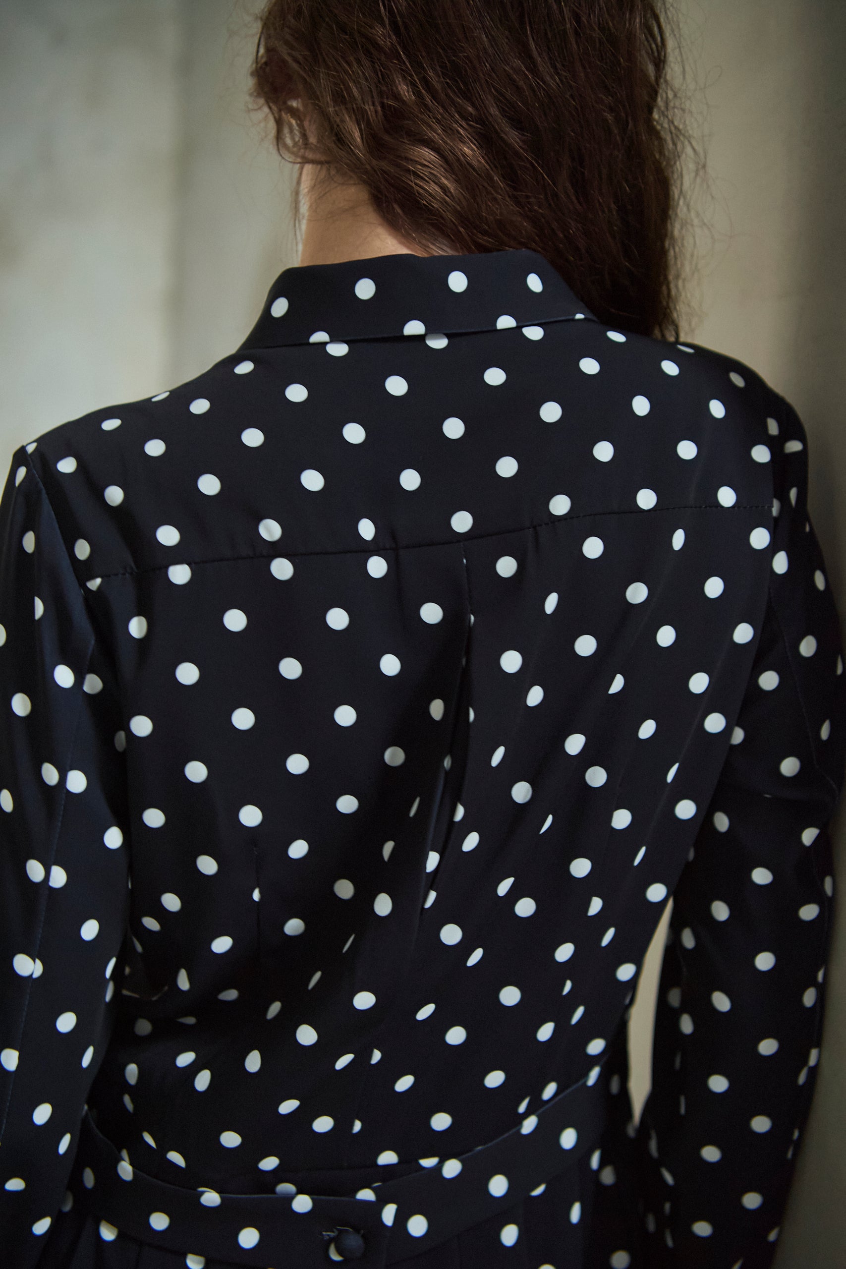 Diora Pleated Dress <br>-Dot.black-