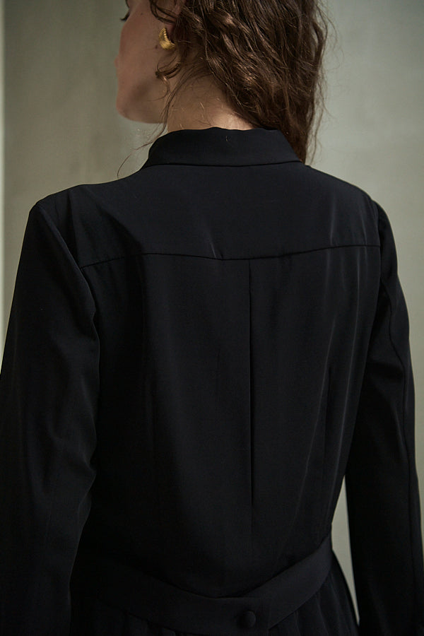 Diora Pleated Dress <br>-Black-