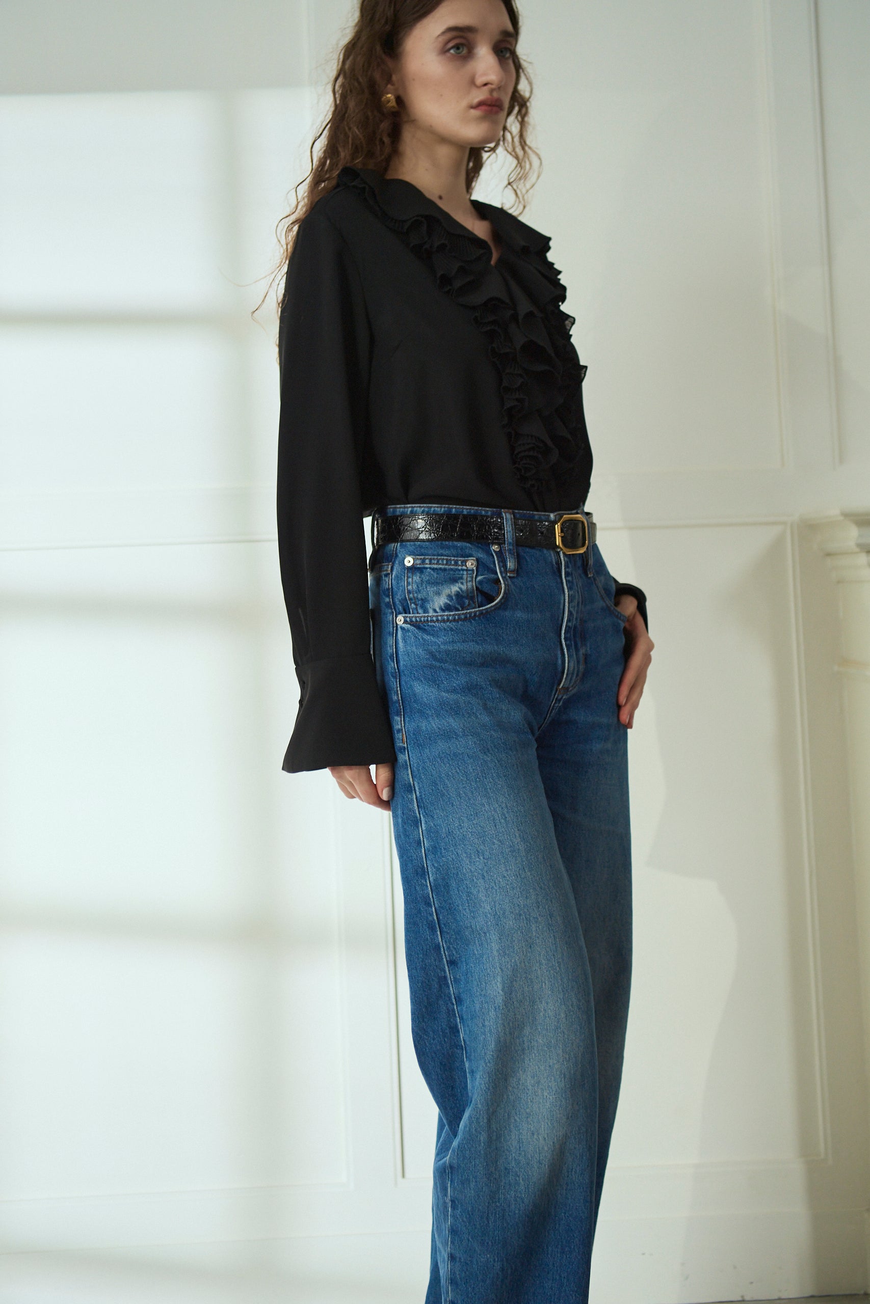 Becca Ruffled Blouse<br>-Black-