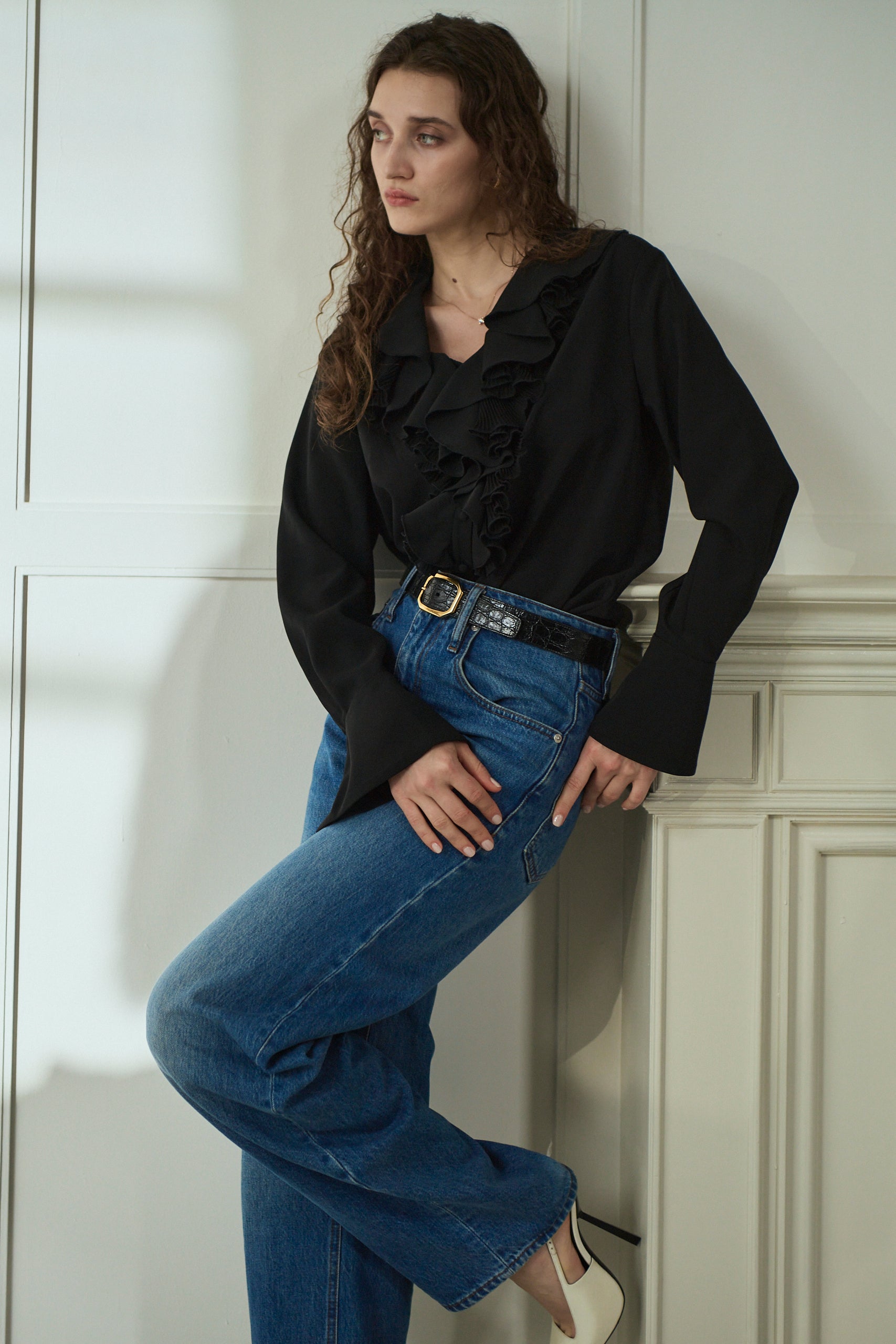 Becca Ruffled Blouse<br>-Black-