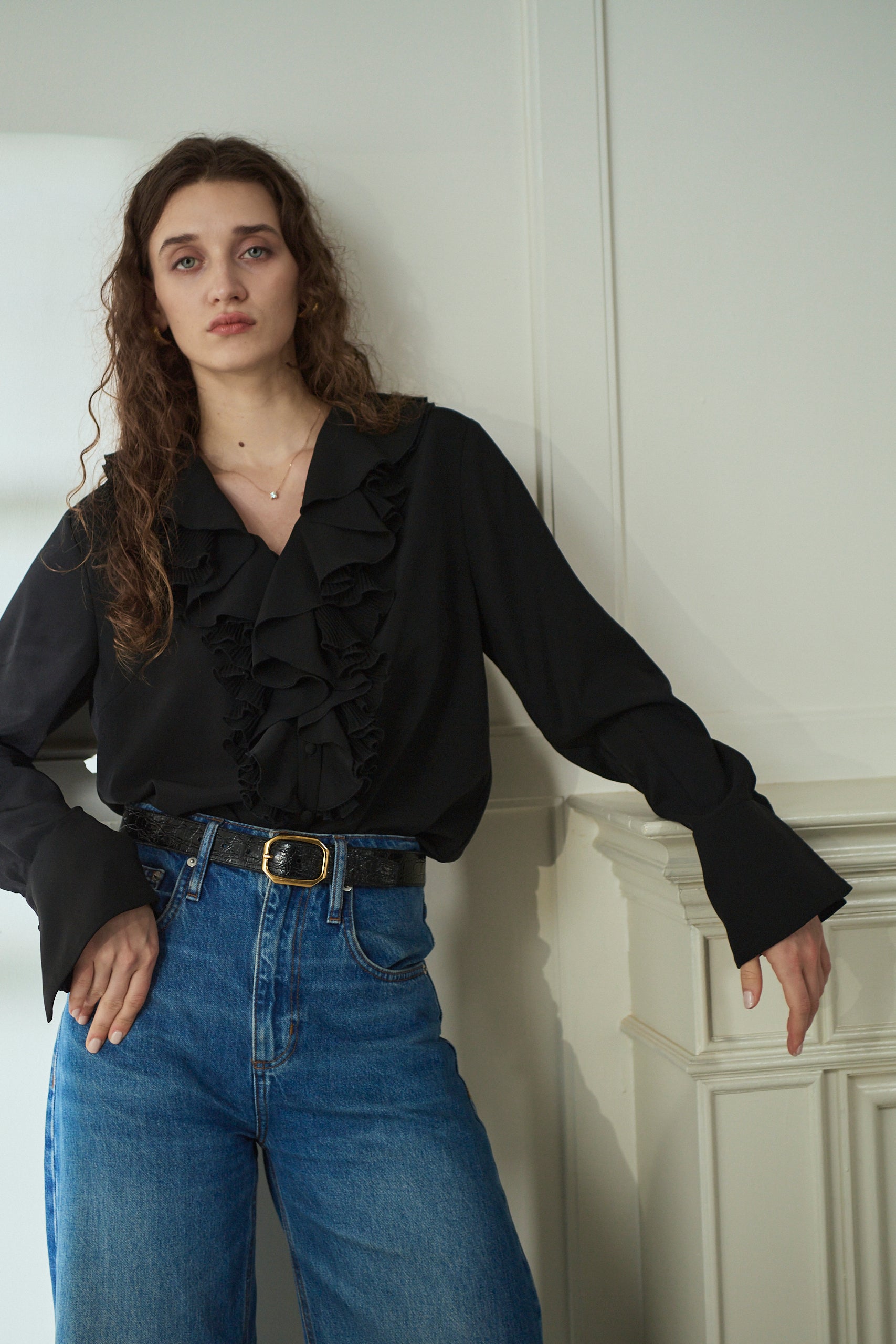 Becca Ruffled Blouse<br>-Black-