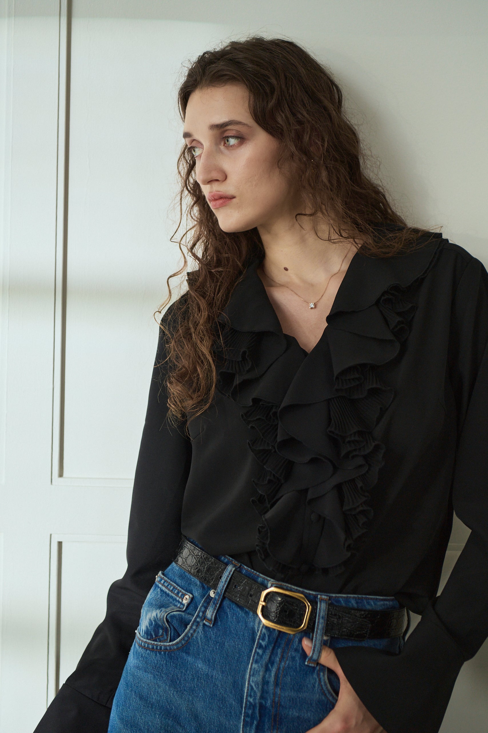 Becca Ruffled Blouse<br>-Black-