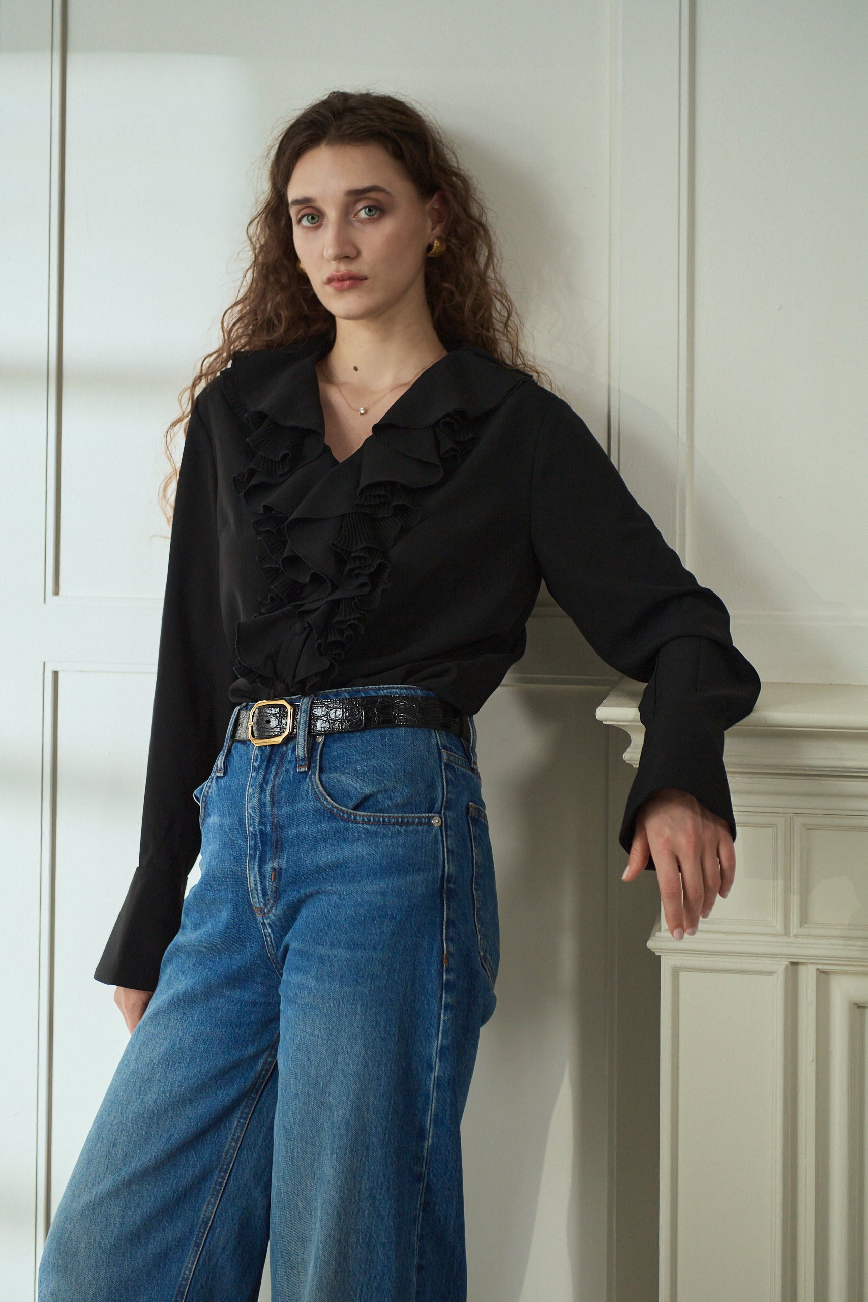 Becca Ruffled Blouse<br>-Black-