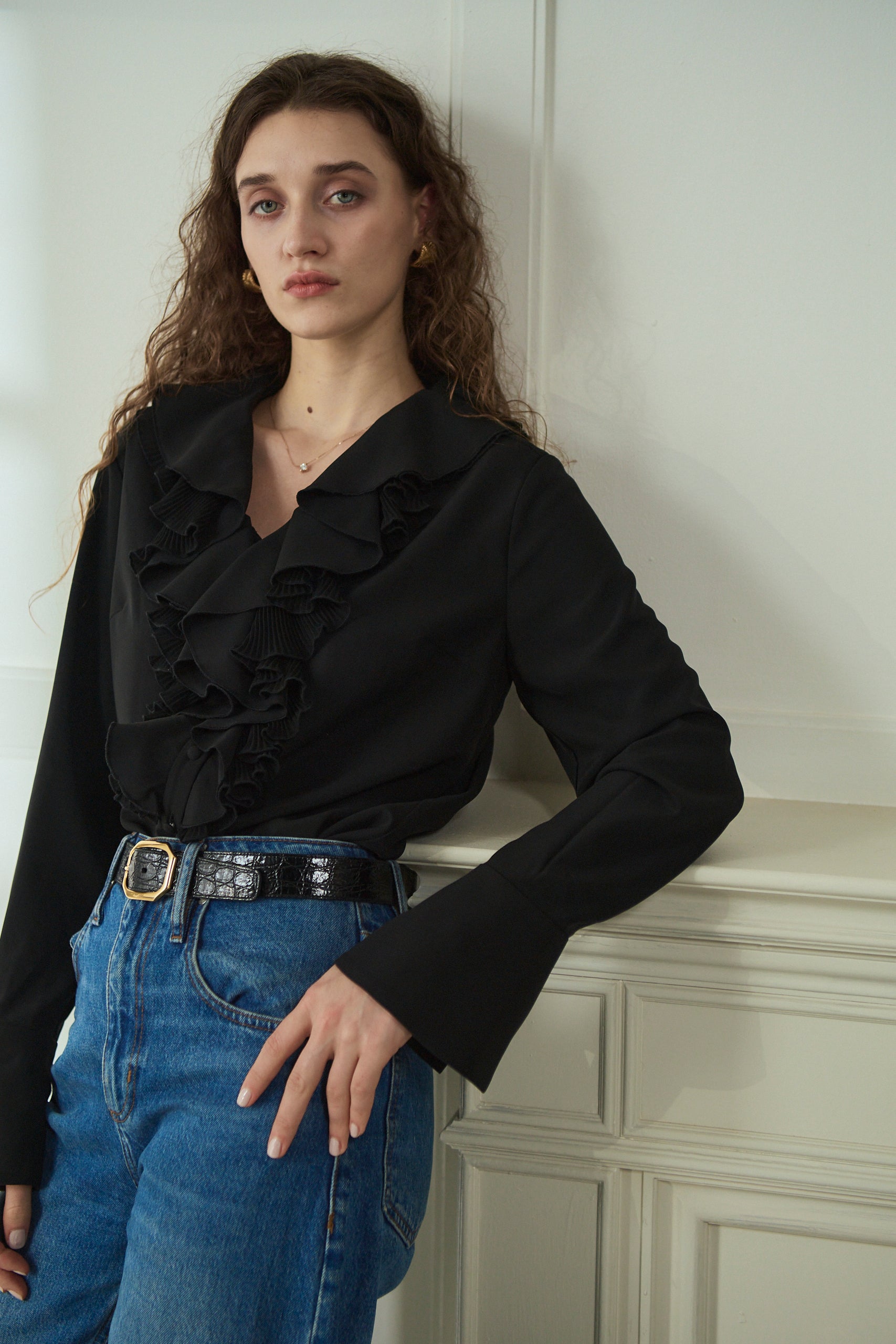 Becca Ruffled Blouse<br>-Black-