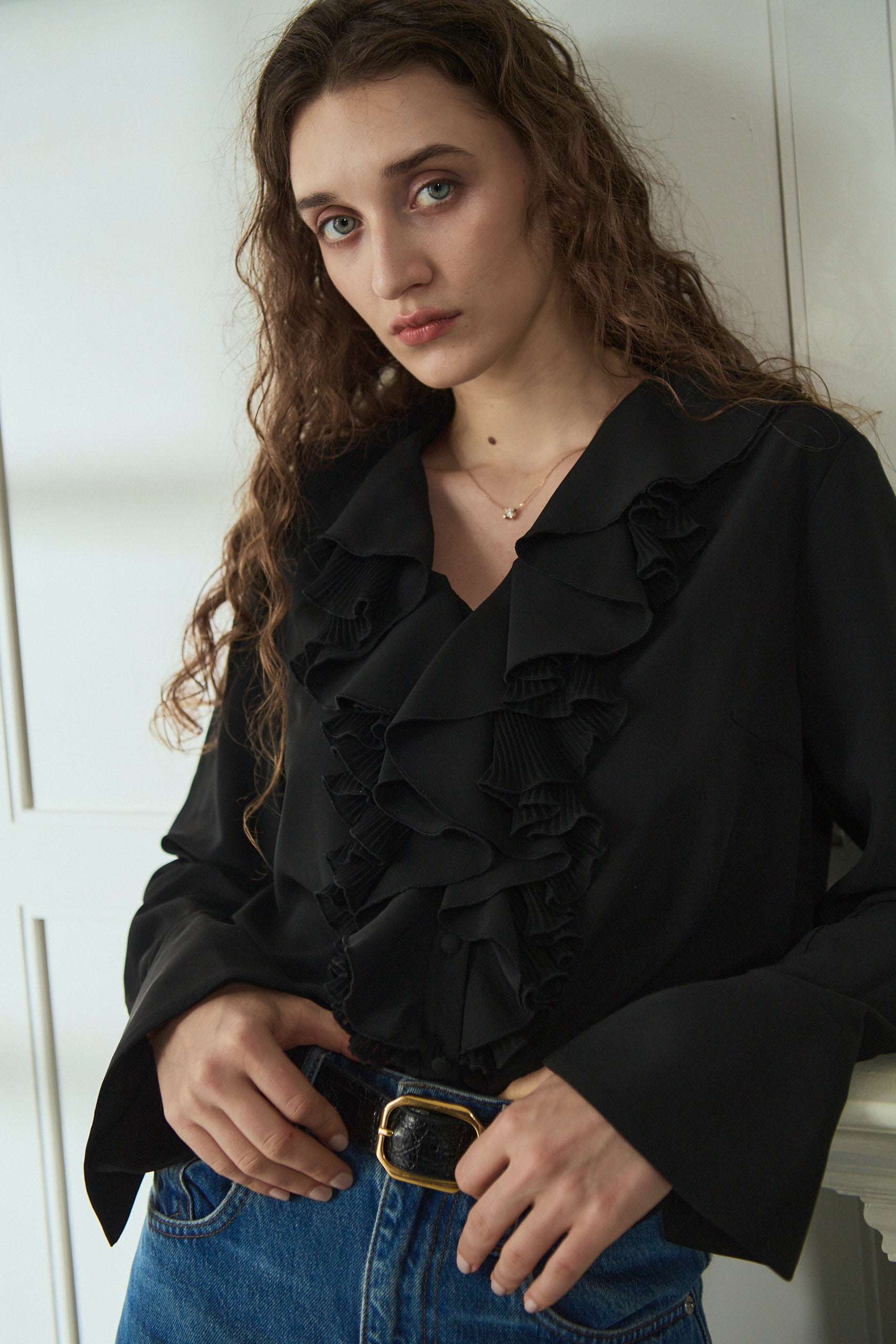 Becca Ruffled Blouse<br>-Black-