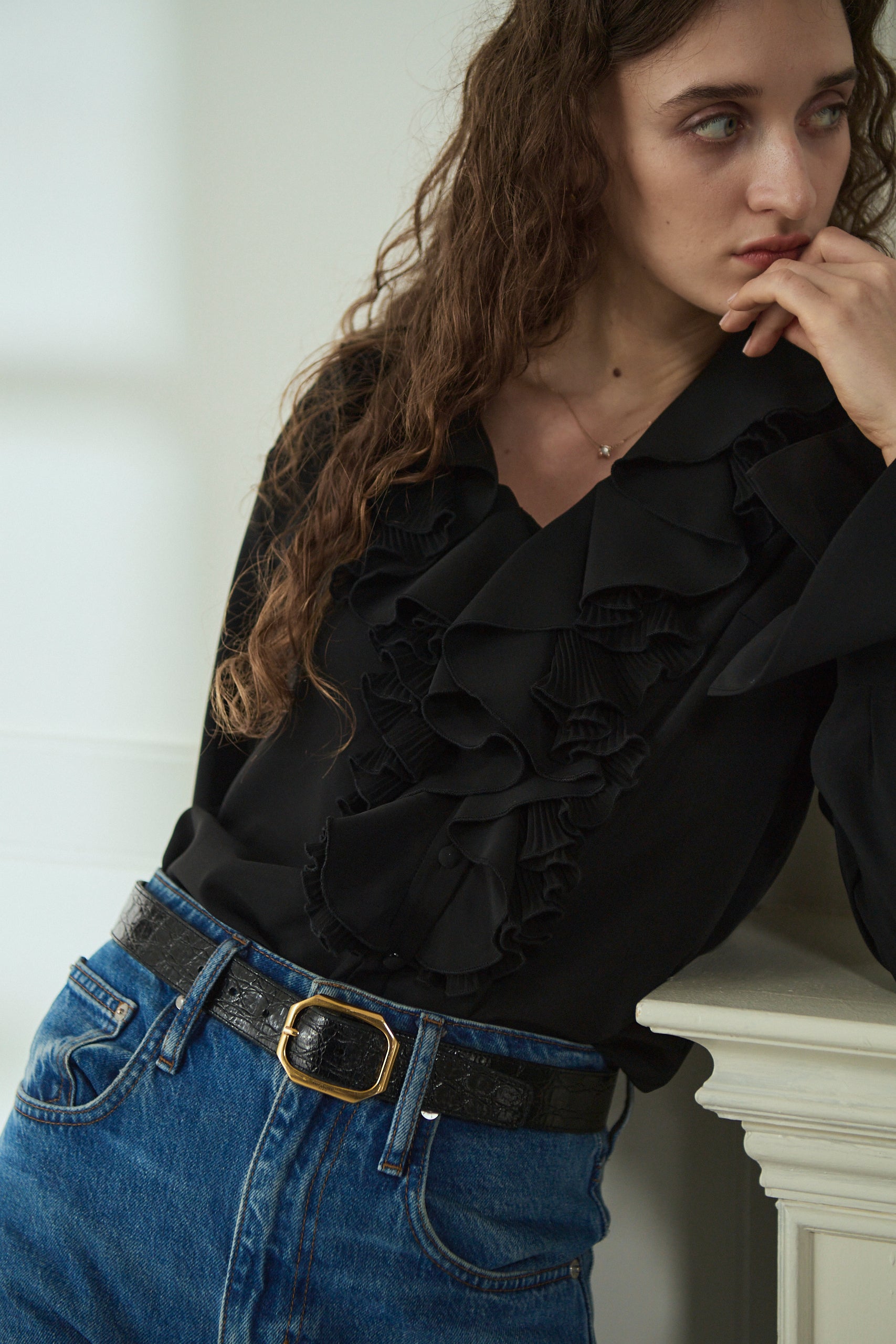 Becca Ruffled Blouse<br>-Black-