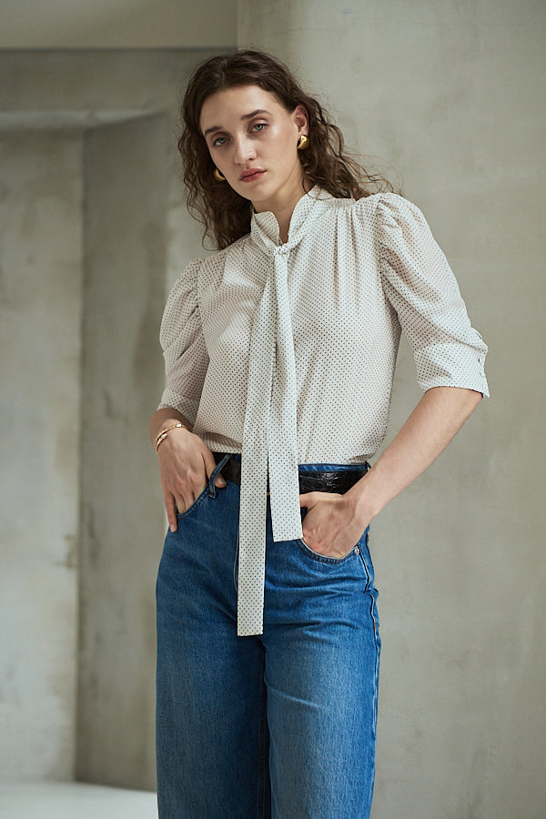 Louise Polka Dot Blouse<br> -Off.dot-