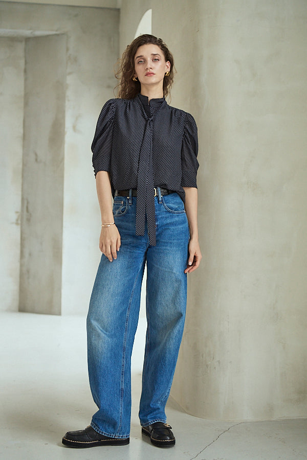 Louise Polka Dot Blouse<br> -Black.dot-